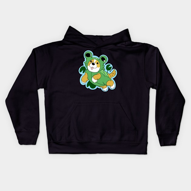 Cute Froggy Corgi Kids Hoodie by IhateDumplings